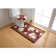 抗菌・防臭加工ゆり柄トイレマット エンジ 80×115cm FL5202220