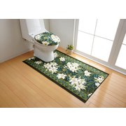 抗菌・防臭加工ゆり柄トイレマット グリーン 80×145cm FL5202410