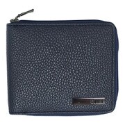 EDWIN シュリンク合皮 二つ折財布 ラウンドジップ 小銭収納 カードポケット多数 NAVY 22259175 NVY