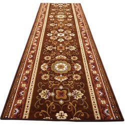 抗菌・防臭加工アラベスク柄廊下敷 ブラウン 80×240cm FLa1366430