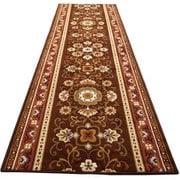 抗菌・防臭加工アラベスク柄廊下敷 ブラウン 80×340cm FLa1366530