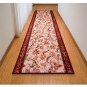 オリエンタル更紗柄カービング廊下敷 エンジ 65×540 抗菌防臭加工 FL4304220