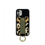 18538 [IPHORIA（アイフォリア） iPhone 12 mini 用 PUケース Vegan Leather Case With Holding Strap + Pocket + Ring - Black/ Leo]