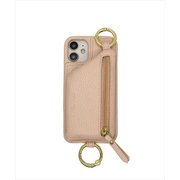 18522 [IPHORIA（アイフォリア） iPhone 12 mini 用 PUケース Necklace Case With Multi-Strap + Zip Pocket - Nude]