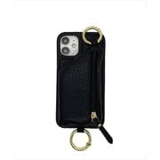 18516 [IPHORIA（アイフォリア） iPhone 12 mini 用 PUケース Necklace Case With Multi-Strap + Zip Pocket - Black]