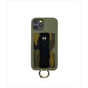 18541 [IPHORIA（アイフォリア） iPhone 12 / iPhone 12 Pro 用 PUケース Vegan Leather Case With Holding Strap + Pocket + Ring - Olive]