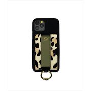 18539 [IPHORIA（アイフォリア） iPhone 12 / iPhone 12 Pro 用 PUケース Vegan Leather Case With Holding Strap + Pocket + Ring - Black/ Leo]
