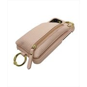 18523 [IPHORIA（アイフォリア） iPhone 12 / iPhone 12 Pro 用 PUケース Necklace Case With Multi-Strap + Zip Pocket - Nude]