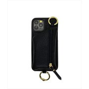 18517 [IPHORIA（アイフォリア） iPhone 12 / iPhone 12 Pro 用 PUケース Necklace Case With Multi-Strap + Zip Pocket - Black]