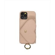 18568 [IPHORIA（アイフォリア） iPhone 12 / iPhone 12 Pro 用 PUケース Necklace Case With Heart Pocket - Nude]