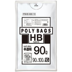 ポリバッグHB 90L 0.017mm 厚み半透明 10P PBHB-N90-10