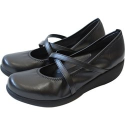R35 [RegettaCanoe リゲッタカヌー レディース クロスベルト ウェッジ パンプス BLK LLサイズ]