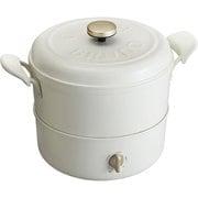 電気鍋 マルチグリルポット 1000W 2L ヒーター式 1台5役 直火・IH対応 蒸し網/揚げ物カバー付属 マグネット式プラグ ホワイト BOE065-WH