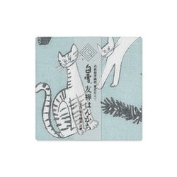 白雪友禅はんかち meow meow meow ブルー