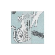 白雪友禅はんかち meow meow meow ブルー