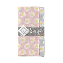 白雪友禅手巾 マーガレット パールグレー/シェルピンク