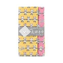 白雪友禅手巾 ハッピー★ぱんだ イエロー/ピンク