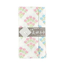 白雪友禅手巾 なでしこ ピンク/ブルー
