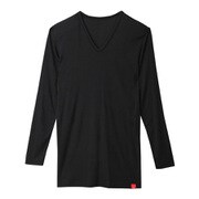 HOTMAGIC薄手Vネック9分袖シャツ Lサイズ ブラック MH1909