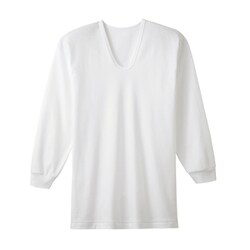 【保温スムース肌着】長袖U首 2枚組 LLサイズ ホワイト RP6510A