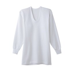 【遠赤外線加工キルト肌着】長袖U首 2枚組 LLサイズ ホワイト RP63102
