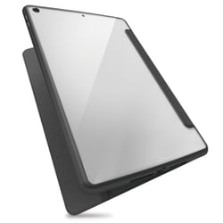 iPad 10.2インチ 第9/8/7世代（2021/2020/2019年） ケース カバー 手帳型 フラップ ハイブリッド スリープ対応 マグネット 2アングル 背面クリア フレームカラー ブラック TB-A21RTSLFCBK