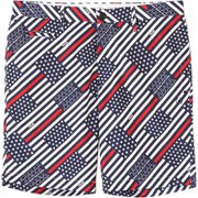 621-2132403-030-M [ゴルフパンツ メンズ アメリカ柄プリント ストレッチタフタ ショートパンツ Mサイズ ホワイト]