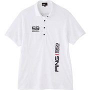 621-2160200-030-L [ゴルフウェア メンズ メッシュボーダー半袖ポロシャツ Lサイズ ホワイト]