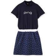 622-2124303-120-L [ゴルフワンピース レディース モックネックワンピース Lサイズ ネイビー]