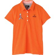 622-2160303-150-L [ゴルフシャツ レディース ポリエステルカノコ半袖ポロシャツ Lサイズ オレンジ]