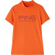 622-2168402-150-L [ゴルフシャツ レディース UV半袖モックネックカットソー Lサイズ オレンジ]