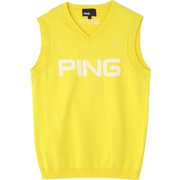 622-2174300-060-L [ゴルフベスト レディース PINGビッグロゴ Vネックニットベスト Lサイズ イエロー]