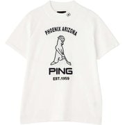 622-2175301-030-M [ゴルフウェア レディース ハイネック半袖ニット Mr.PING柄 Mサイズ ホワイト]