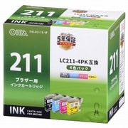 互換インクカートリッジ ブラザー LC211-4P 4色パック INK-B211B-4P