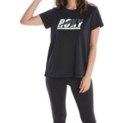 ROXY ホワイト　ブラック　ウェア　S ROXY ロキシー Tシャツ ユニセックス 半袖 速乾 UV ロゴ