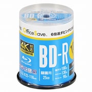 BD-R(Video) 1回録画用 130分 1-6倍速 100枚 スピンドルケース インクジェットプリンタ対応(ホワイト) ワイド印刷エリア対応 OSVBR130RP100