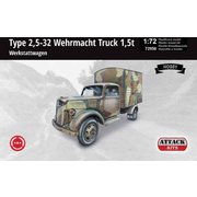 AHK72950 1/72 ミリタリーシリーズ WW.II ドイツ軍 タイプ2,5-32 1.5トン ワークショップトラック [組立式プラスチックモデル]