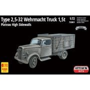 AHK72951 1/72 ミリタリーシリーズ WW.II ドイツ軍 タイプ2,5-32 1.5トン フラットベッドトラック [組立式プラスチックモデル]