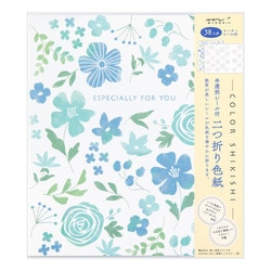 ヨドバシ Com デザインフィル Designphil カラー色紙 シール付 半透明 二つ折り 花柄 青 通販 全品無料配達