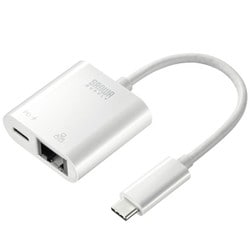 有線LANアダプター USB Type-C変換 USB-LAN変換アダプタ PD100W対応 ギガビット USB3.2Gen1 USB A ケーブル一体型 ケーブル長10cm Windows/Mac/Nintendo Switch対応 ホワイト USB-CVLAN7W