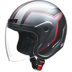 ジェットヘルメット フリーサイズ（57～60cm未満） PSC・SG・全排気量対応・UVカット・グラフィックモデル APRET マットガンメタリック