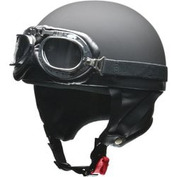ハーフヘルメット CROSS（クロス） CR-751 LLサイズ（61～62cm未満） PSC/SG 125cc以下用 2眼式レンズのゴーグル・イヤーカバー付 マットブラック
