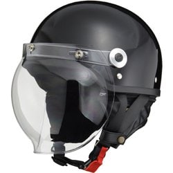ハーフヘルメット CROSS（クロス） CR-760 フリーサイズ（57～60cm未満） PSC/SG 125cc以下用 バブルシールド付き イヤーカバー付き ブラック
