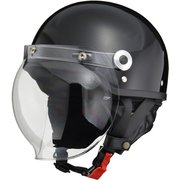 ハーフヘルメット CROSS(クロス) CR-760 フリーサイズ(57~60cm未満) PSC/SG 125cc以下用 バブルシールド付き イヤーカバー付き ブラック