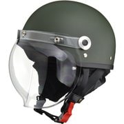 ハーフヘルメット CROSS(クロス) CR-760 フリーサイズ(57~60cm未満) PSC/SG 125cc以下用 バブルシールド付き イヤーカバー付き マットグリーン