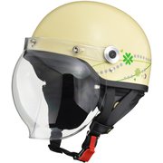 ハーフヘルメット CROSS(クロス) CR-760 フリーサイズ(57~60cm未満) PSC/SG 125cc以下用 バブルシールド付き イヤーカバー付き クラブアイボリー