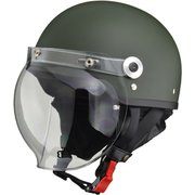 ハーフヘルメット CROSS(クロス) CR-761 LLサイズ(61~62cm未満) PSC/SG 125cc以下用 バブルシールド付き イヤーカバー付き マットグリーン