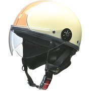 ハーフヘルメット O-ONE(オーワン) フリーサイズ(57~60cm未満) PSC/SG 125cc以下用 ハーフシールド付き イヤーカバー付き アイボリー/ブラウン