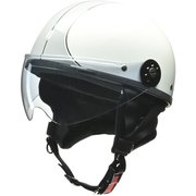 ハーフヘルメット O-ONE(オーワン) フリーサイズ(57~60cm未満) PSC/SG 125cc以下用 ハーフシールド付き イヤーカバー付き ホワイト/シルバー
