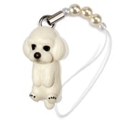 DN-8002 [Dog 92 ビーズストラップ Toy Poodle トイプードル / ホワイト]